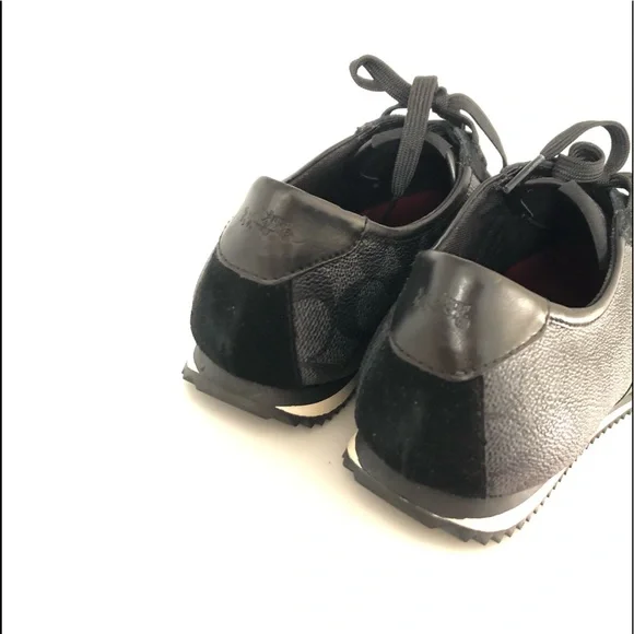 NEW Coach Leather gold Logo Shoes / Sneakers size 10 black laces - Picture 6 of 6